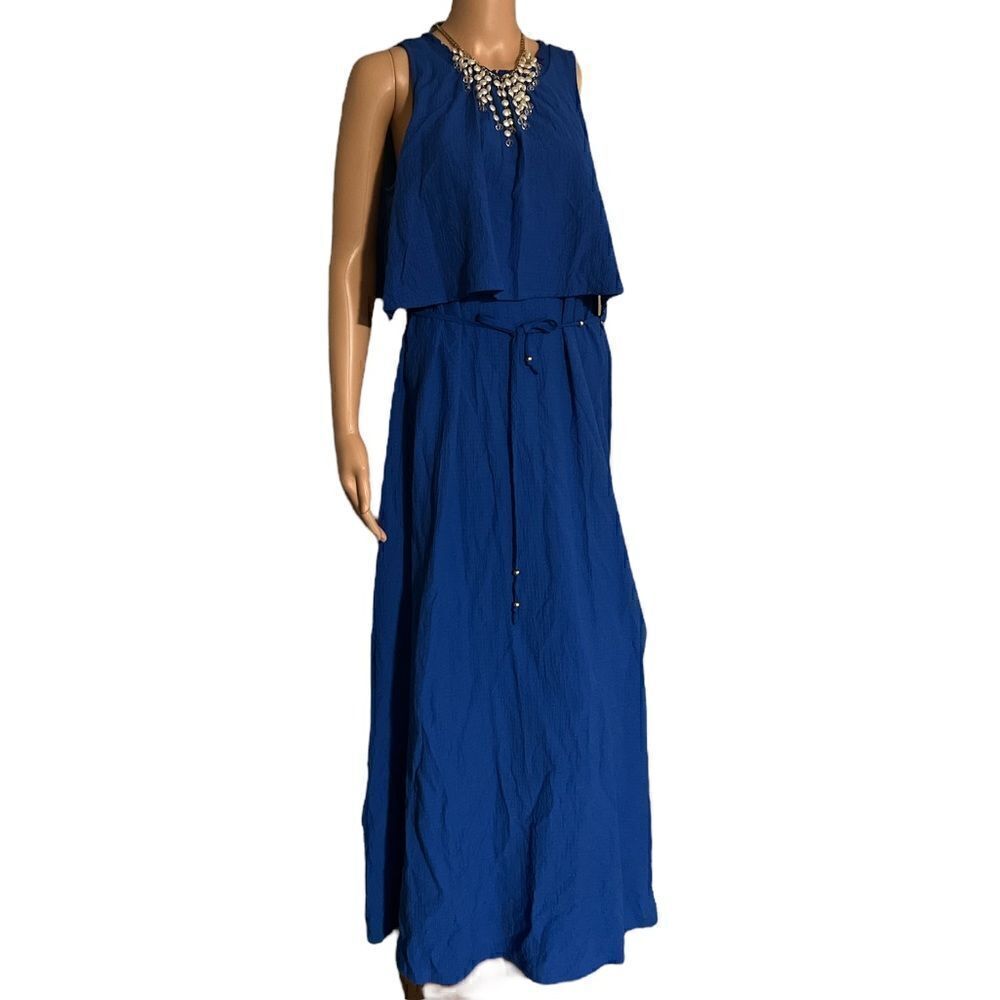 𝅺CALVIN Klein Double Breasted Sleeveless Colbalt Maxi Dress